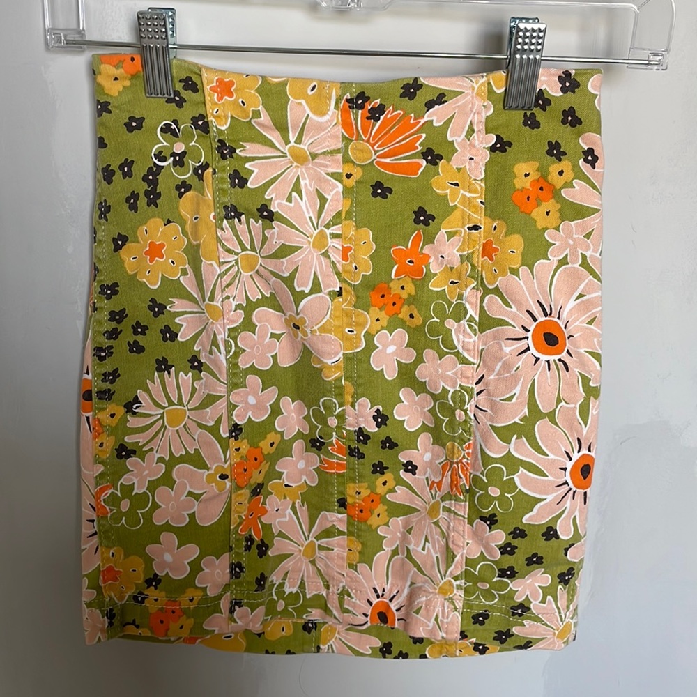 Free people retro floral mini skirt